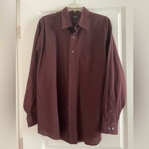 Arrow Maroon & Black Striped Dress Shirt 16-16.5 34/35